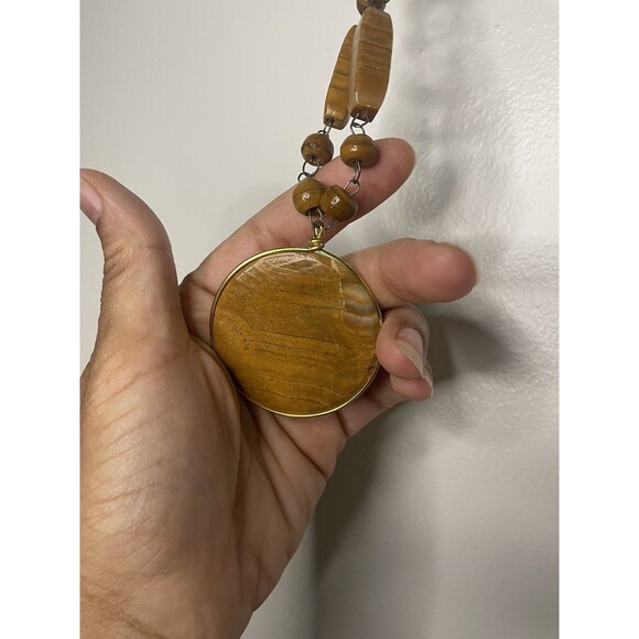 Vintage Hand Carved Mexican Leo Pendant Boho Hippie Indie Necklace Natural Stone - Picture 5 of 8